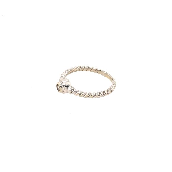 Bezel Set Diamond Rope Style Ring in 14K White Gold (0.03CT) - Picture 2 of 3